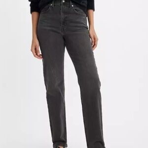 Levi's High Rise Slim Straight Jeans-Black Denim Size 28 Length 30
